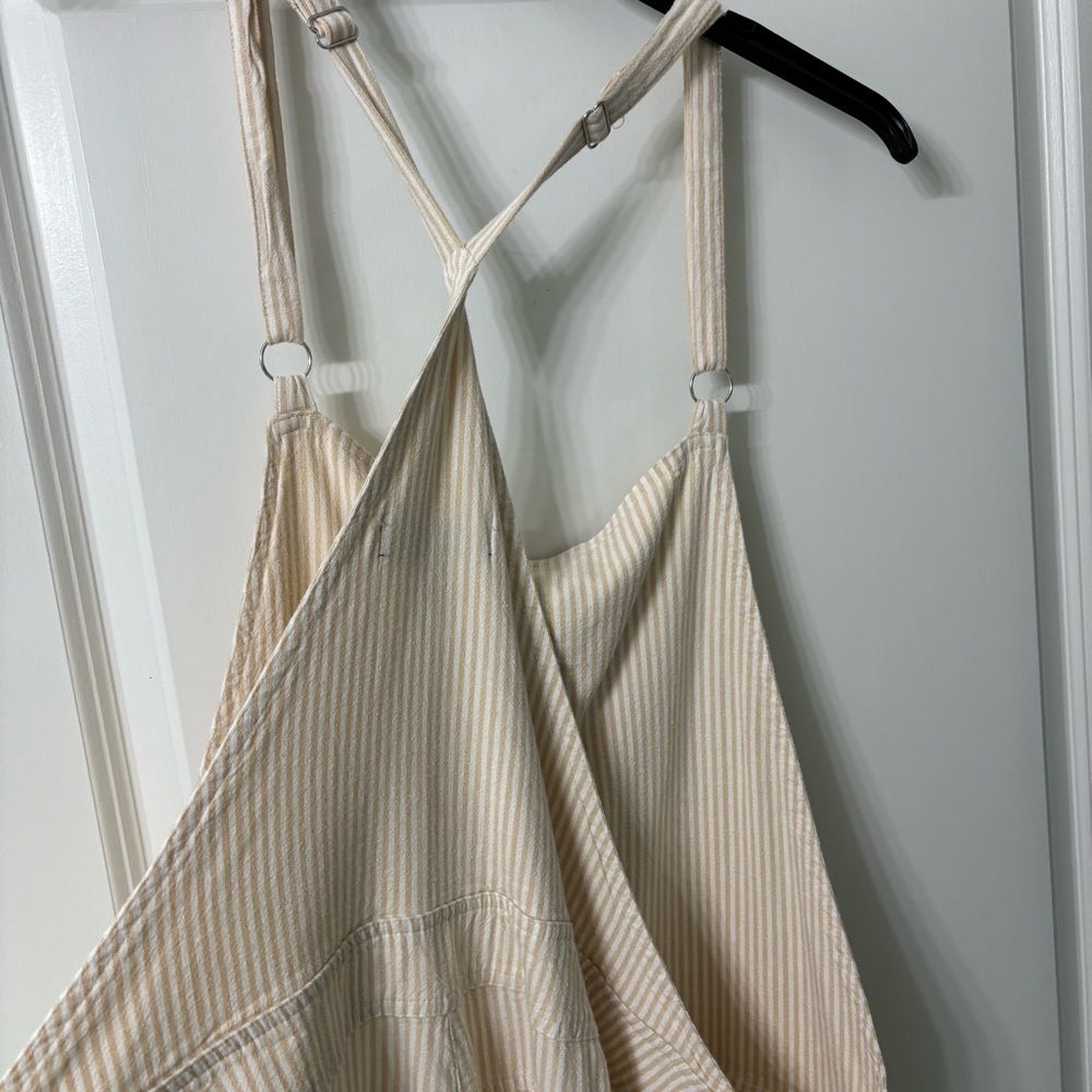 Torrid Tan and White Stripe Linen Blend Overall size 3 - Picture 8 of 11